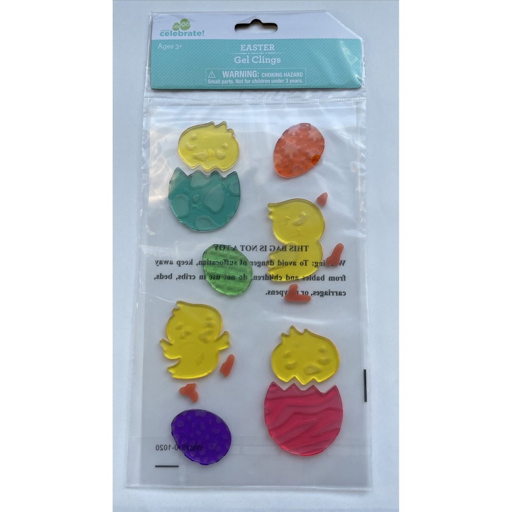 NEW Spring Summer Baby Easter Chicks Hatching Egg Window Gel Clings Sticker 14ct